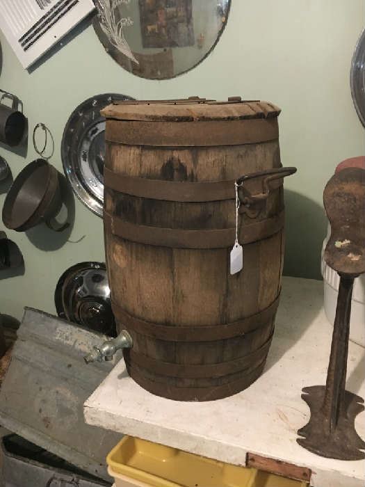 All original wooden whiskey barrel