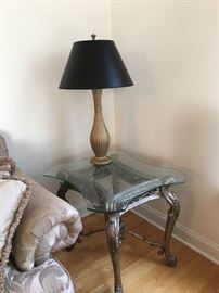 PAIR of end tables and lamps