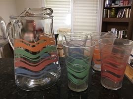 Vintage pitcher w/ matching glasses