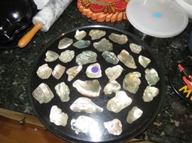 ABALONE SHELL LAZY SUSAN.