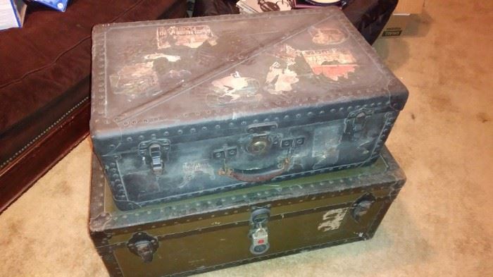Two old steamer trunks