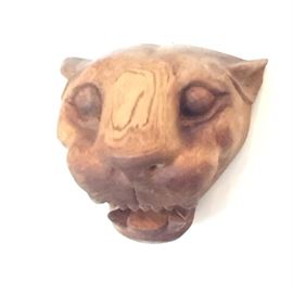Wooden hand-carved cougar