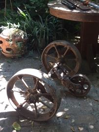 Antique Railroad Luggage Cart Wheels