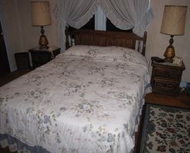 This is a two-nightstand and queen-sized headboard and bedframe, yours for a good price.