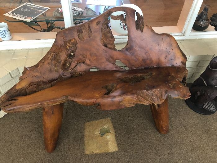 Hand carved bench