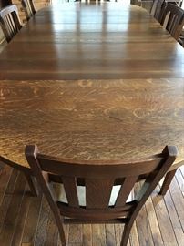 Now...Upstairs...This Is the Most STUNNING Antique Oak Dining Table I Have Even Seen!....I Believe There Are...5 Leaves!...8 Chairs!...