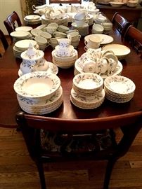 TO THE DINING ROOM!...Waiting For You Is This Beautiful Cherry Dining Room Table w/Extra Leaves, Table Pads, and 6 Chairs!...