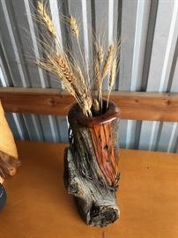 Rare Wood Carved Vase