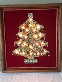 Costume Jewelry Framed Christmas Tree