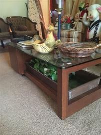 Mid Century Modern Coffee Table with copper tray insert 