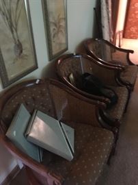 Hollywood Regency woven side chairs 