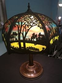 Slag Glass Sunset Panel Lamp