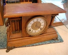Antique oak mantle clock
