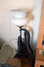 Antique well pump lamp, cast iron
