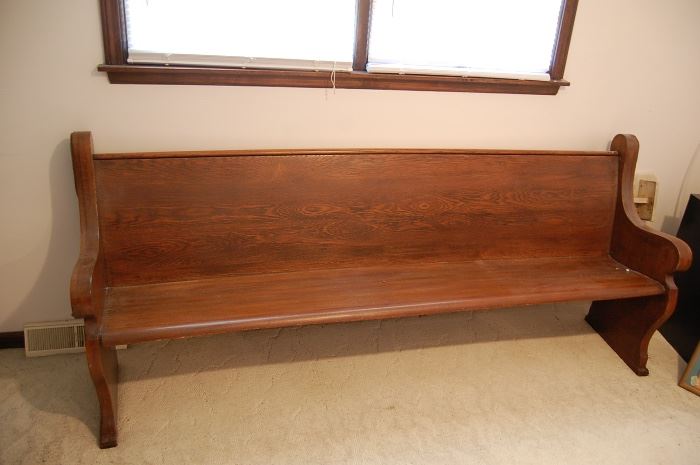 Antique oak church pew, nice size