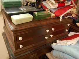 Antique walnut 4-drawer spool cabinet