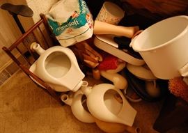 Antique bed pan collection