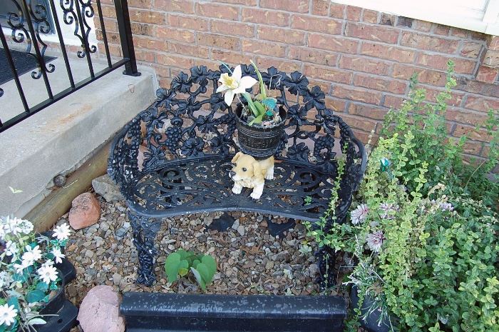 Ornate cast iron bench, Victorian