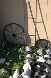 Cast iron wheels, tractor seat