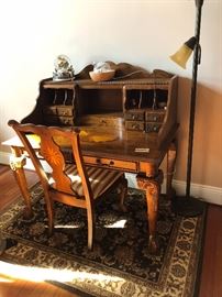 Ornate antique desk & chair