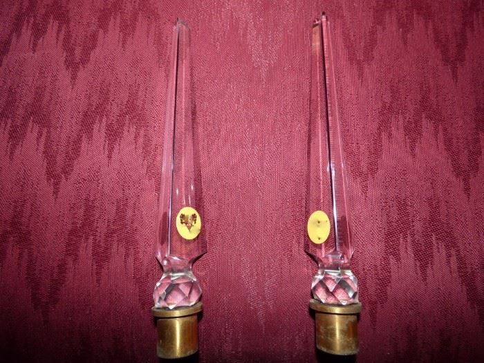 Antique chandelier pieces. Family has been told this chandelier came from the old Rich's Downtown. All that is left are the prisms. These long spears came from the same chandelier.