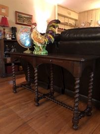 Vintage Library Console table with barley style legs by Heritage
