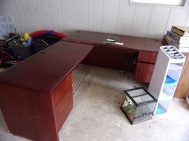 Corner desk unit, cherry