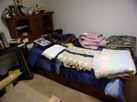 Great Captains Bed with under storage and bookcase headboard