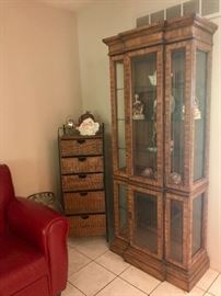 Curio Cabinet, Basket Shelf, Figurines
