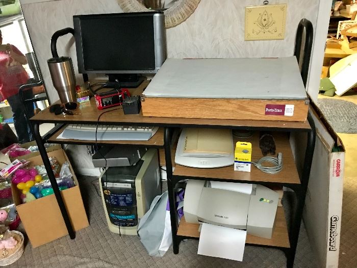 Desktop Computer, Computer Desk, Printer, Trace Box