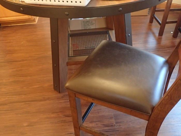 ROUND TABLE WITH 4 CHAIRS METAL DETAILING AND STORAGE