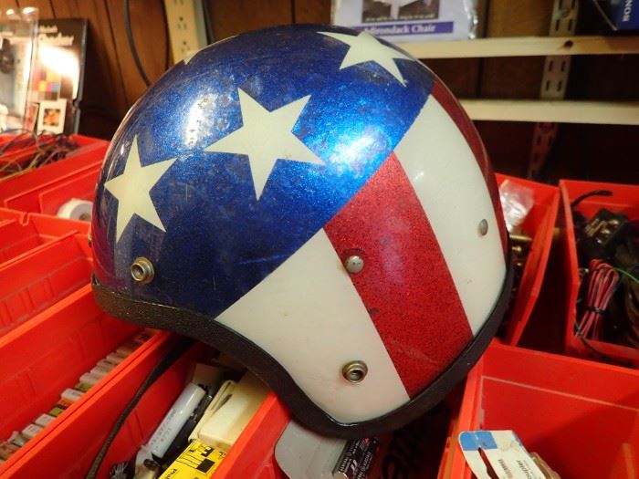 RED WHITE BLUE HELMET WITH STRIPES AND STARS