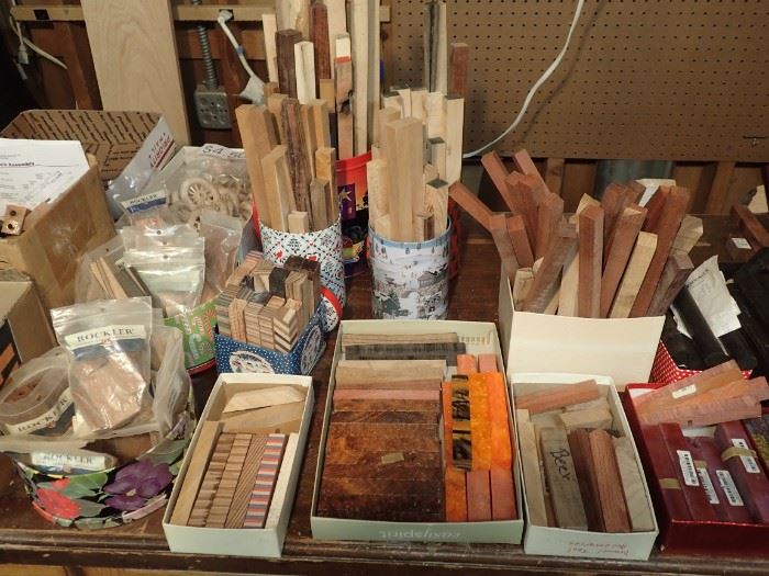 PEN MAKING SUPPLIES, ROCKLER PEN PARTS 100'S PLUS THE WOOD AND ACRYLIC FOR TURNING PEN.