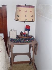 METAL TYPING TABLE / VINTAGE MAIL BOX LAMP