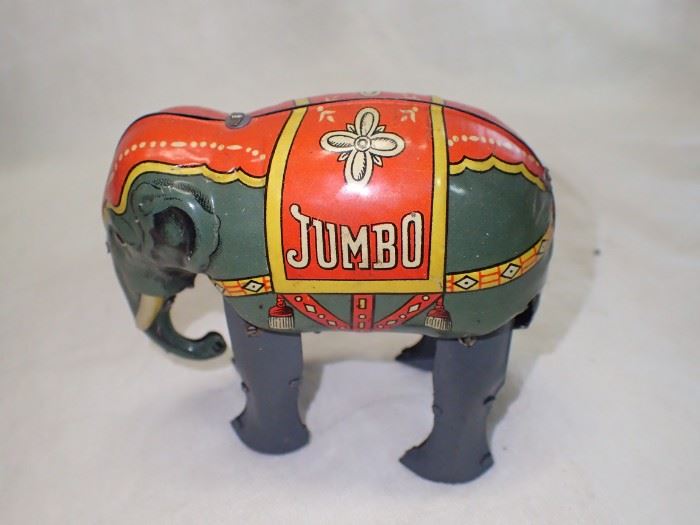 VINTAGE EARLY JUMBO ELEPHANT GERMAN WIND UP TIN TOY D.R.G.M