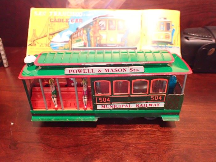 POWELL & MASON ST -  TIN CABLE CAR IN ORIGINAL BOX W/TICKETS