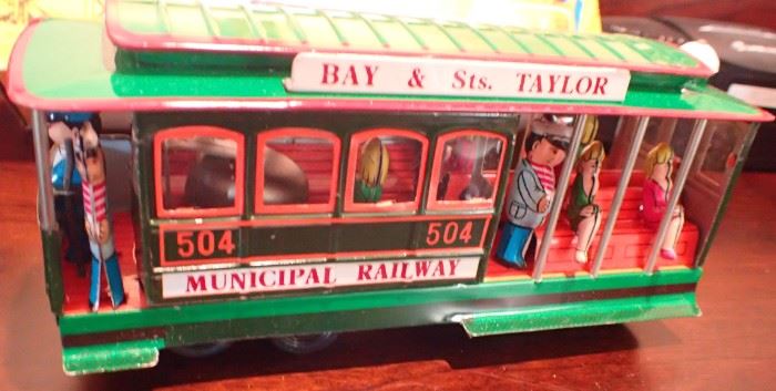 POWELL & MASON ST - TIN CABLE CAR IN ORIGINAL BOX W/TICKETS