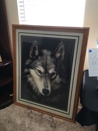 Wolf  framed artwork 