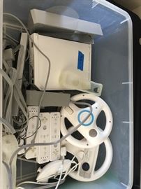 Wii  gaming console with accessories 