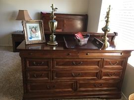 Long dresser - brass table lamps