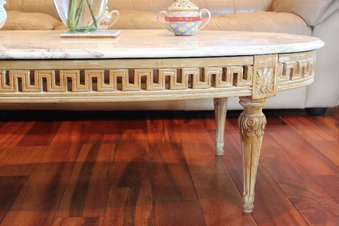 Antique Marble Top Carved Table
