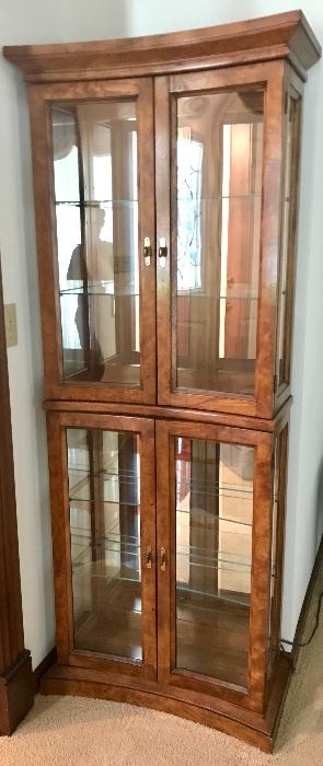 Vintage Concave Curved Front Curio Cabinet
