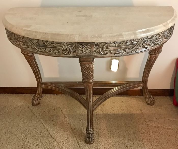 Faux Marble Half Moon Table (Large)