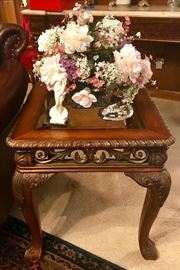 End Table, Faux Flowers, Aphrodite Figurine