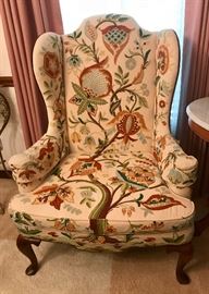 Crewel Wing Back Arm Chair