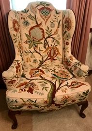 Crewel Wing Back Arm Chair