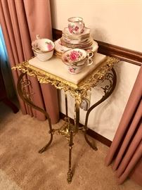 Marble Top & Brass Plant Stand