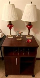 Rolling Office Cabinet, Vintage Ruby Glass Lamps