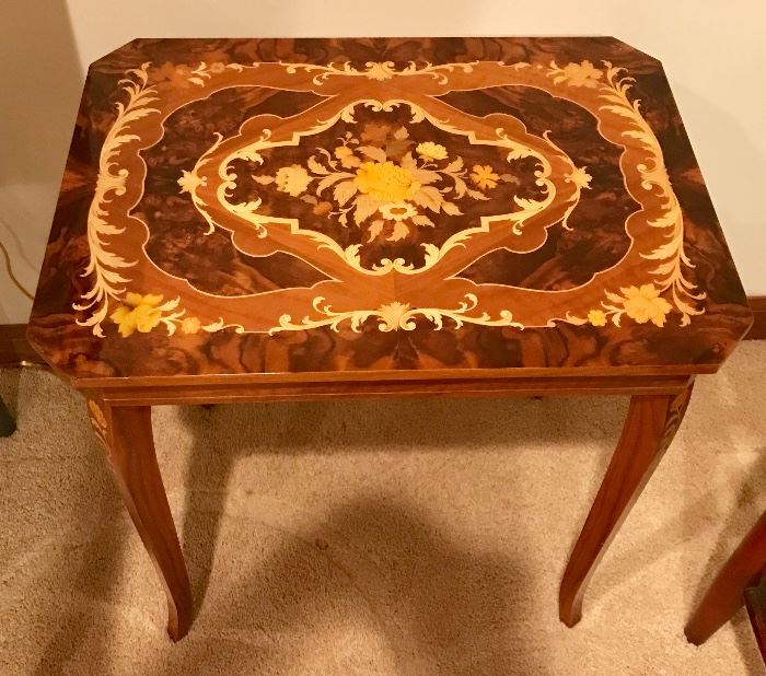 Fruitwood Inlaid Lift Top Table