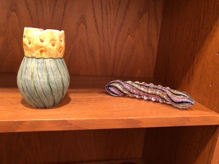 Left: Bonnie Gordon porcelain "Seed Vessel"
